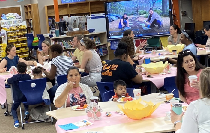 Volunteers enjoy breakfast at a recent appreciation event